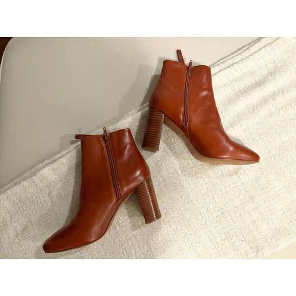 NWOT Jeffrey Campbell Prianka Zippered Heeled Bootie in Cognac - Picture 6 of 11